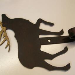 Rustic Blackened Golden Antler Reindeer Christmas Stocking Hanger Holder Country Wall Coat Hook - thumbnail 2