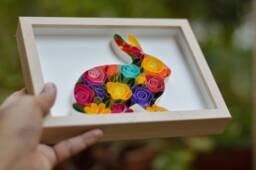 Easter Bunny - Ester Gift Bunny Art Personalized Animal Wall Decor -Kids Happy Flower Shape - thumbnail 1