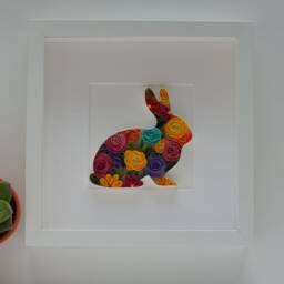 Easter Bunny - Ester Gift Bunny Art Personalized Animal Wall Decor -Kids Happy Flower Shape - thumbnail 2