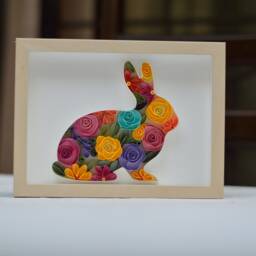 Easter Bunny - Ester Gift Bunny Art Personalized Animal Wall Decor -Kids Happy Flower Shape - thumbnail 3