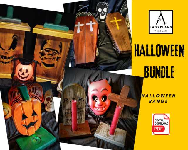 Plans For Jack O Lantern, Coffin Candy Box & Halloween Decorations Bargain Bundle - image 1