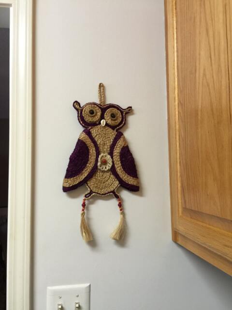 Handmade Jute Owl Wall Hanging Indian Handicraft Decor, 18 - image 1