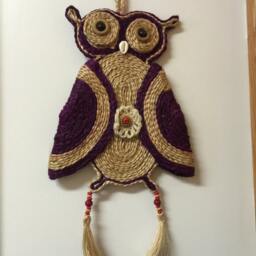 Handmade Jute Owl Wall Hanging Indian Handicraft Decor, 18 - thumbnail 2