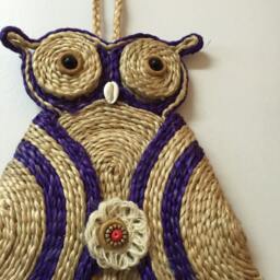 Handmade Jute Owl Wall Hanging Indian Handicraft Decor, 18 - thumbnail 3