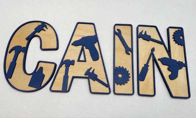 Wooden Tool Name Sign - Workshop Personalised Plaque Custom Decor Toolshed Theme Construction Wall Art - image 1