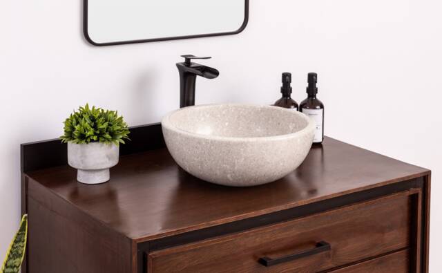 Natural Stone Vessel Bathroom Sink, Isidro Ojinaga Marble, Vanity Sink - image 1