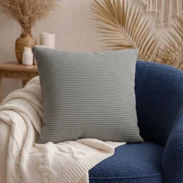 Handmade Silver Corduroy Cushion Covers - 18x18 - image 1