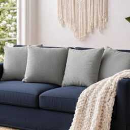 Handmade Silver Corduroy Cushion Covers - 18x18 - thumbnail 4
