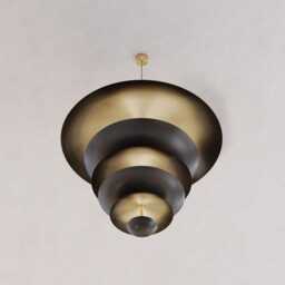 1950's Mid Century 6 Light Celling Flush Mount Fixture Pendant Cosmic Duo Regolith Modern Brass Chandelier - thumbnail 3