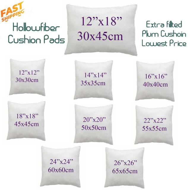 "100% Hollowfibre Cushion Pad Fillers Inners Inserts Square Cushions Extra Bounce Non Allergenic Available in 14""16""18""20""22""24""26" - image 1