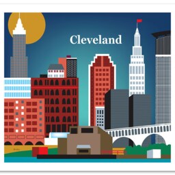 Cleveland Art Print, Skyline, Map, Ohio, Poster, Ohio Decor - Style E8-O- Cle - thumbnail 3