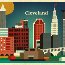 Cleveland Art Print, Skyline, Map, Ohio, Poster, Ohio Decor - Style E8-O- Cle - thumbnail 2