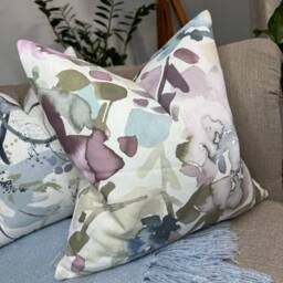 Mirren Floral Cushion Cover Purple Green Blue John Lewis Designer Fabric Double Sided Handmade Luxury Pillow Made in UK - thumbnail 1