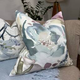 Mirren Floral Cushion Cover Purple Green Blue John Lewis Designer Fabric Double Sided Handmade Luxury Pillow Made in UK - thumbnail 2