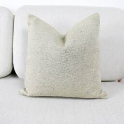 Eco Recycled Yarn Sage Green Herringbone Wool Cushion Covers, 100% Natural Fiber Wool, Cotton & Linen Mix Throw Pillows - thumbnail 3