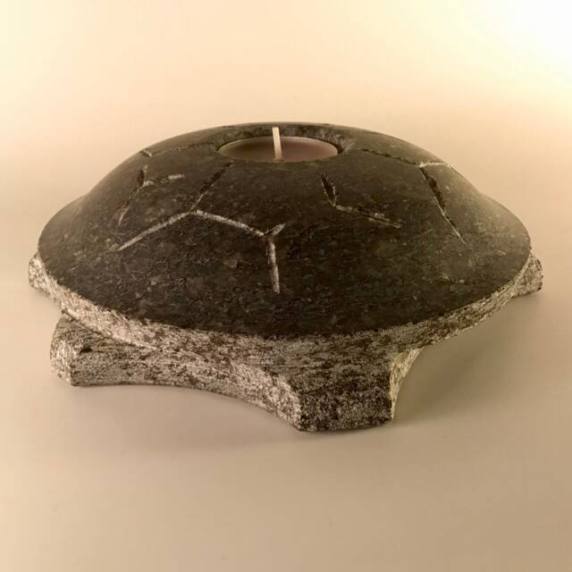 Gray Stone Turtle Candleholder - Animal Lover Gift - image 1