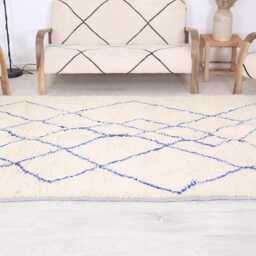 Moroccan Rug, Beniourain 5x8Ft, Fabulous White&blue Carpet - thumbnail 4