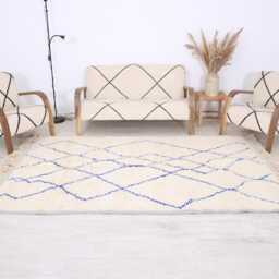 Moroccan Rug, Beniourain 5x8Ft, Fabulous White&blue Carpet - thumbnail 2