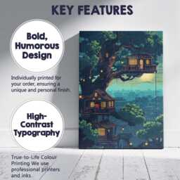 Enchanted Treehouse Village Fantasy Night Landscape Canvas Wall Art Print Decor Picture Ready To Hang - thumbnail 2