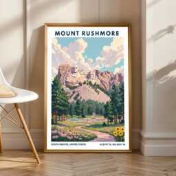 Mount Rushmore Print - South Dakota Wall Art Us State Poster Gift For Traveller Usa Travel America Deco - thumbnail 1