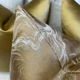 Luxury Gold Cushion Cover Marble Effect Designer Pillow Sham Beaumont Textiles Fabric Double Sided Handmade in UK Bespoke Sizes - thumbnail 3