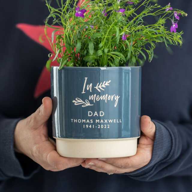 Personalised in Memory Memorial Indoor Plant Pot, in Memory Of A Loved One, Engraved To Order, Any Name Added Above Your Text - image 1