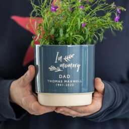 Personalised in Memory Memorial Indoor Plant Pot, in Memory Of A Loved One, Engraved To Order, Any Name Added Above Your Text - thumbnail 1