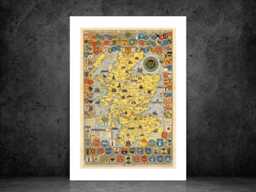 Historical Map Of Scotland Print - Vintage Poster Antique Style Wall Art Gift Idea A5 A4 A3 Framed Or Unframed - thumbnail 1