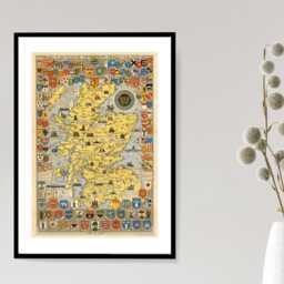 Historical Map Of Scotland Print - Vintage Poster Antique Style Wall Art Gift Idea A5 A4 A3 Framed Or Unframed - thumbnail 3