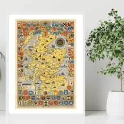Historical Map Of Scotland Print - Vintage Poster Antique Style Wall Art Gift Idea A5 A4 A3 Framed Or Unframed - thumbnail 2