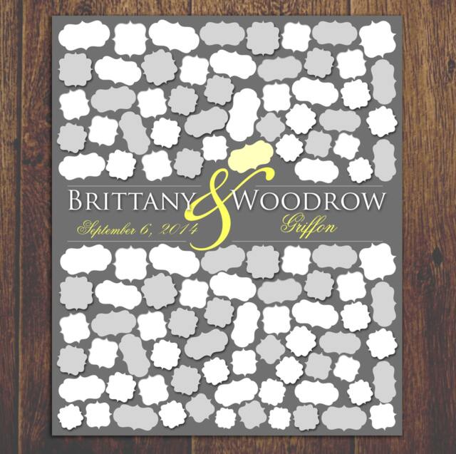 Personalized Wedding Guestbook Poster Interactive Art Print, 105 Guest Sign in - 20x24 - image 1