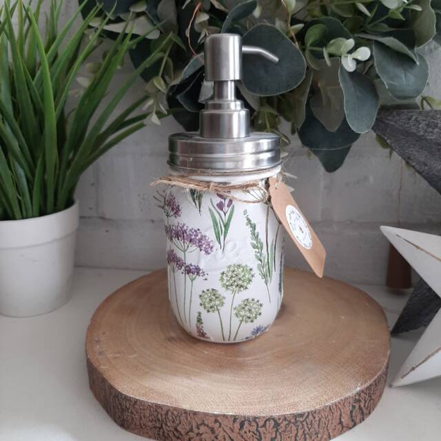 Gisela Graham Inspired Floral Decoupaged Soap Dispenser. Mason Money Jar. Vase.nightlight. Tissue Holder
