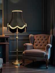 Traditional Black Lampshade Handmade For Table & Floor Standard Lamp Bases, Wall Light Fixtures, Ceiling Fittings - thumbnail 1