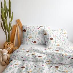 Woodland Fox Bedding, Duvet Covers, Fitted Sheets, Foxes & Rabbit Kids Baby Decor, Childrens Decor - thumbnail 1