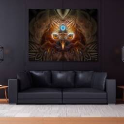 Nina Chusiqa Tapestry - Wall Hanging Totem- Meditation Spiritual Visionary Owl- Healing Art - thumbnail 2