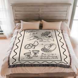 Custom Wedding Blanket, Personalized Woven Blanket For Bride, Custom Throw, Hand Drawn Blanket, Wedding Decor Tapestry - thumbnail 2