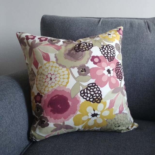 Summer Floral Pillow Cover, Taupe & Burgundy Flowered Cushion Rose Sage Pillow, Wine - image 1