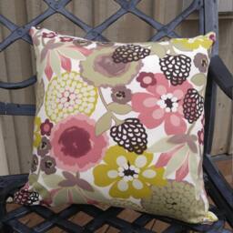 Summer Floral Pillow Cover, Taupe & Burgundy Flowered Cushion Rose Sage Pillow, Wine - thumbnail 2