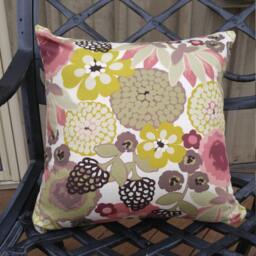 Summer Floral Pillow Cover, Taupe & Burgundy Flowered Cushion Rose Sage Pillow, Wine - thumbnail 3