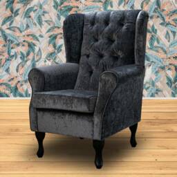 Handmade Crushed Velvet Wingback Chair Fireside Accent Chair