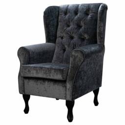 Handmade Crushed Velvet Wingback Chair Fireside Accent Chair - thumbnail 3