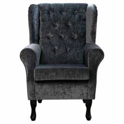 Handmade Crushed Velvet Wingback Chair Fireside Accent Chair - thumbnail 2