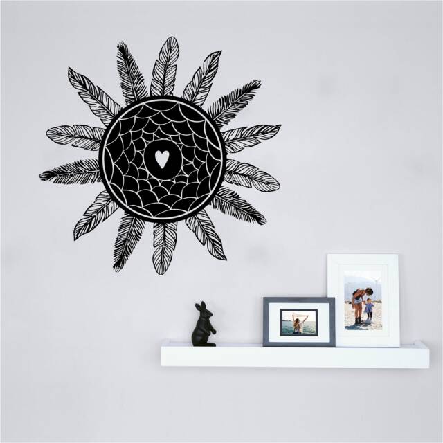 Heart Dream Catcher Vinyl Wall Art, Decal, Sticker, Transfer, Mural, Removable, Decoration, Interior, Exterior, Peel & Stick, - 0885 - image 1