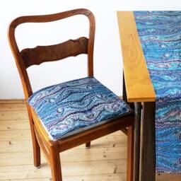 Art-Deco Pillow Cases, Organic Cotton, 40x40cm 16x16Inch, Marbling Blue Turquoise Black White - thumbnail 3