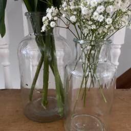Botanical Jar Glass Bottle Wildflower Vase - Vintage Flower Bud Wedding Table Cut Decoration - thumbnail 3