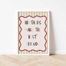Kids Room Print, Brother Boys Wall Poster, Typography Bedroom Art, Dopamine Decor, Siblings Gift For Boys - thumbnail 2