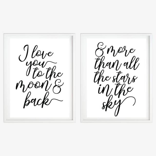 I Love You To The Moon & Back Nursery Decor Sign Template -Nursery Wall Art Set, Printable Decor, Diy, Digital - image 1
