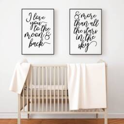 I Love You To The Moon & Back Nursery Decor Sign Template -Nursery Wall Art Set, Printable Decor, Diy, Digital - thumbnail 2