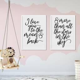 I Love You To The Moon & Back Nursery Decor Sign Template -Nursery Wall Art Set, Printable Decor, Diy, Digital - thumbnail 3