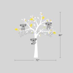 Removable Grey Koala Bear Wall Decal On Branches Animal Baby Wall Decals Sticker Decor - thumbnail 4